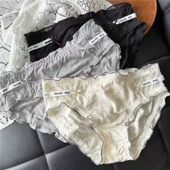 Повседневные трусы с поясом и надписью, нижнее белье с низкой талией, милые женские трусики L