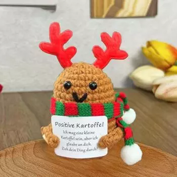 Позитивная рождественская кукла крючком с вдохновляющей открыткой Эмоциональная поддержка Ручная работа Вязание Санта