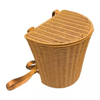 PP Basket Outdoor Backpack Hand Woven with Shoulder Straps for Fishing 13.4x9.4x13.7inch Versatile