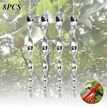 Practical Bird Repellent Wind Twisting Garden Supplies Deterrent Rod Ornamental Bird Scare Rod серебряный