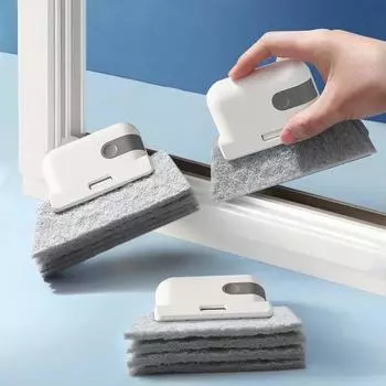 Practical Groove Cleaning Tool Window Frame Door Brush Sliding Track Tools Hand-held Crevice Cleaner серый