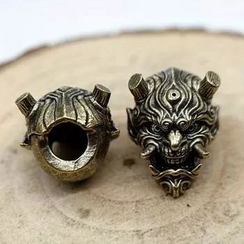 Праджня Череп Голова Латунные Бусины для Ножей EDC DIY Паракорд Плетеные Браслеты Шнурки Подвески Аксессуары Подвески для Инструментов Для Отдыха На Природе Амулеты латунный
