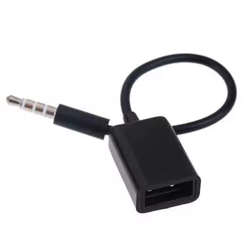 Практичный USB-разъем с разъемом «мама» на 3,5 мм U-диск, подключенный к 12 В автомобильному CD-плееру, Aux-кабелю для автомобильного аудио, автомобильной проводке для передачи MP3 чёрный