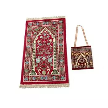 Prayer Blanket Prayer Mat with Bag Flower Pattern Kneeling Prayings Carpet X3UC