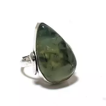 Prehnite Gemstone Handmade 925 Sterling Silver Jewelry Ring Size 9 P9Z89