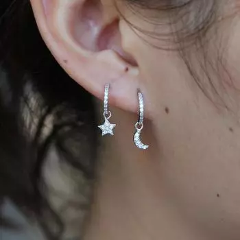 Прекрасные серьги-гвоздики из настоящего серебра 925 пробы с луной и звездами для женщин, корейские минималистичные серьги, ювелирные аксессуары