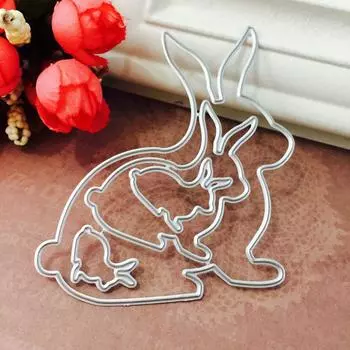 Прекрасный кролик семья металлический трафарет трафарет DIY Скрапбукинг альбом штамп бумажная карта тиснение ремесла Декор