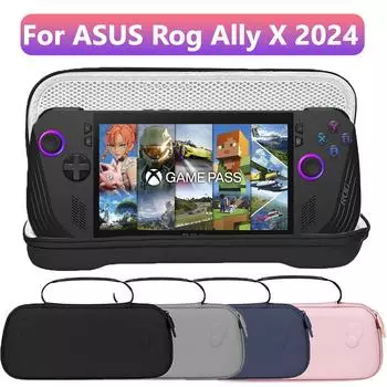 Премиальный жесткий чехол для ASUS Rog Ally X 2024, тонкая дорожная сумка Rog Alloy X Accessories, водонепроницаемая искусственная кожа чёрный