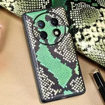Premium Cowhide Python Pattern Leather Case for Huawei Enjoy 60/60Pro/60X Huawei Enjoy 60 Pro зелёный