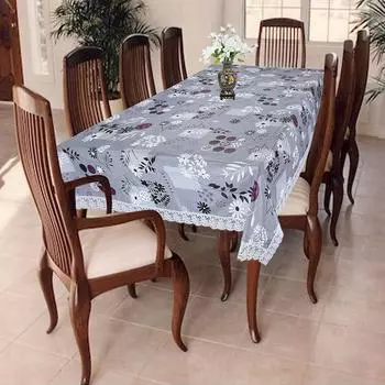 Premium Dining Table Cover for 6 to 8 Seater, 60 x 90 inch Size, Waterproof and Dustproof (Smooth Grey) Onesize