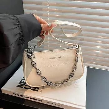 Premium eel pattern versatile shoulder commuter armpit bag 2024 autumn new fashion chain crossbody small square bag белый