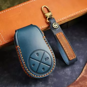 Premium Leather Key Cover for 2022 NIO ES6/EC6/ES8 - High-end Protective Shell with Buckle синий