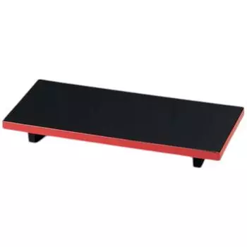 Premium Nigiri Sushi DX Serving Black with Red Made in Japan J-kitchens Plate, Stand, Small, Rim, Shatter-Resistant,