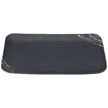 Premium Nigiri Sushi Long Rectangular Daiho Serving Black Seared with White Random Threads Made in Japan J-Kitchens Plate, 1.5-inch Plate, (Black