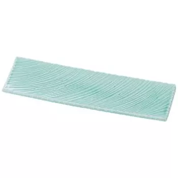 Premium Nigiri Sushi Shinogi Wave Carved Plate with Deep Sea Celadon Made in Japan J-Kitchens Plate, 34cm, Lacquer, Shatter-Resistant,