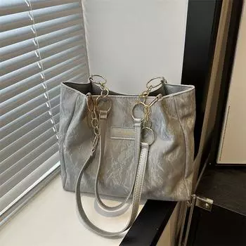 Premium sense of foreign style large capacity bag 2025 new women s bag fashion shoulder bag summer popular tote bag белый