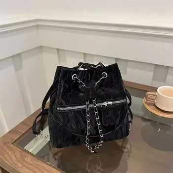 Premium sense of foreign style women s backpack 2025 new versatile backpack tote bag multi-purpose shoulder bucket bag серебряный