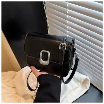 Premium sense small square bag niche chain new versatile fashion simple commuter shoulder bag crossbody small bag tide чёрный