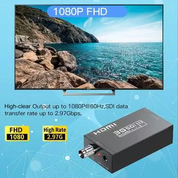 Преобразователь интерфейса мультимедиа SDI в HighClear 3GSDI в HDMIСовместимый видео-аудио преобразователь 8 чёрный