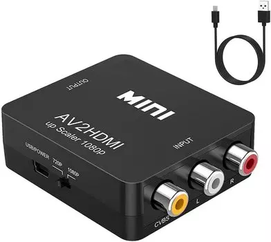 Преобразователь RCA в HDMI, преобразователь AV в HDMI, совместимый со старыми сетевыми ТВ-приставками, поддерживающими HDMI, с USB-кабелем для автомобильной навигации Xbox, PS4 и т. д.