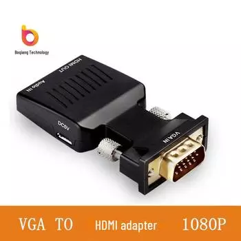 Преобразователь VGA в HDMI со звуком, видеоадаптер высокой четкости чёрный