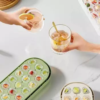 Пресс-форма для кубиков льда с контейнером, многоразовый шаблон для приготовления льда своими руками жёлтый