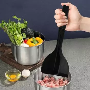 Пресс-инструмент для измельчения мяса, мясорубка, фрикадельки для мягких продуктов, прочный кухонный помощник с эргономичной ручкой, картофельная мялка для смешивания и измельчения красный