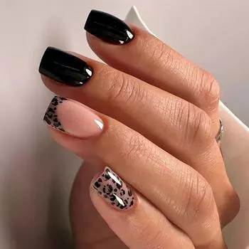 Press on Nails French Tips False Nails Short Square Artificial Nail Fake Nails with Design Full Cover Acrylic Nails
