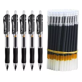 Пресс-ручка K35 гелевая ручка 0,5 мм красный синий черный сменный блок с пулевидной головкой ручка для подписи скрапбук школьные канцелярские принадлежности 2 pens+20 refills чёрный