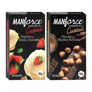 Презервативы для коктейлей Manforce (Клубника+ваниль и шоколад+фундук) 10 кусочков