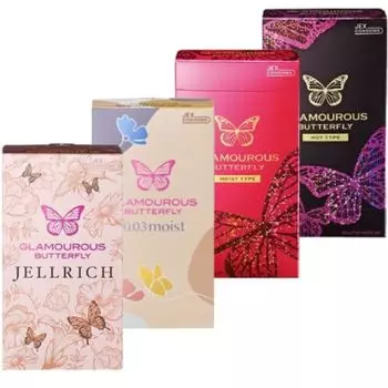 Презервативы Glamorous Butterfly Melty Hot Moist Gel Rich, набор из 4 предметов