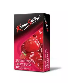 Презервативы KamaSutra со вкусом клубники Pleasure - 10 шт. (Пакет из 1)