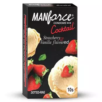Презервативы Manforce Cocktail со вкусом клубники и ванили, упаковка из 2 шт.