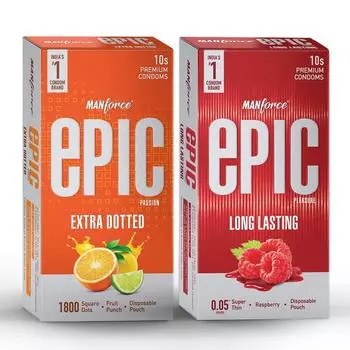 Презервативы Manforce Epic со вкусом для мужчин (Passion With 1800 квадратных точек и удовольствие, 10 шт. – упаковка из 2 шт.