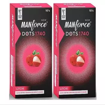 Презервативы Manforce Extra Dotted со вкусом личи - 10 шт. (Упаковка из 2 шт.)