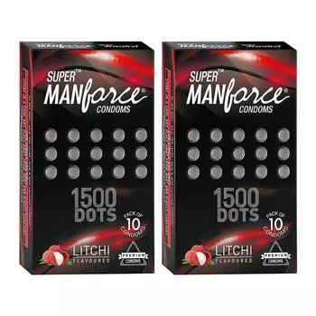 Презервативы Manforce Extra Dotted со вкусом личи - 10 шт. (Упаковка из 2 шт.)