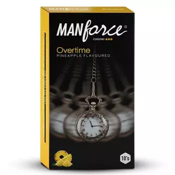 Презервативы Manforce Overtime со вкусом ананаса | 3-в-1: ребристые, контурные и точечные