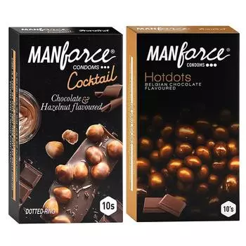 Презервативы Manforce премиум-класса (Хот-дотс + коктейль «Шоколад с лесным орехом») Комбо - 10 шт. - упаковка из 2 шт.