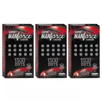 Презервативы Manforce со вкусом личи для мужчин с дополнительными точками | Упаковка из 3 шт.