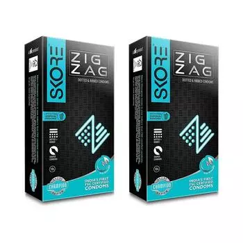 Презервативы Skore Zig Zag — презервативы с точками и ребрами — 10 шт. (Упаковка из 2 шт.)