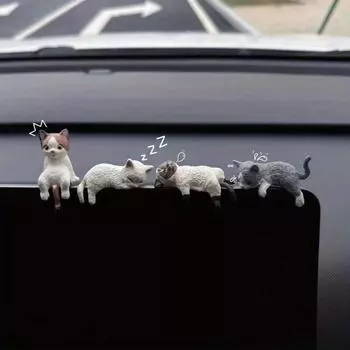 Причудливая статуэтка кота из смолы, многофункциональные самоклеящиеся украшения для вечеринок в стиле аниме, не требуют питания, подходят для украшения приборной панели автомобиля и аквариума