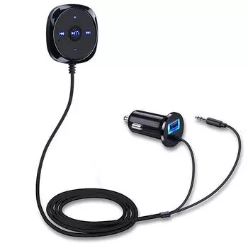 Прикуриватель Handsfree с магнитным основанием, беспроводной Bluetooth-комплект для автомобиля, MP3-плеер с разъемом 3,5 мм AUX, аудиоприемник, адаптер USB-зарядного устройства чёрный