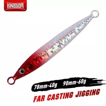 Приманка Kingdom Far Casting, металлическая джиг-ложка, 40 г, 60 г, искусственные приманки для отсадки рыбы, морского окуня, рыболовные приманки, снасти 40g