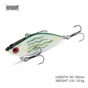 Приманка Kingdom Fishing VIB 50 мм/65 мм, высококачественная жесткая приманка для рыбалки, тонущие воблеры, рыболовные снасти с прочным крючком, модель 5348