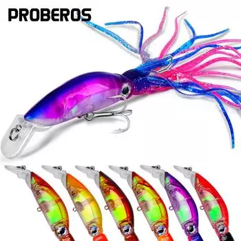 Приманка с усами 19г Luya Plastic Bait Жесткая наживка Кальмар Luya Fake Bait 10см F