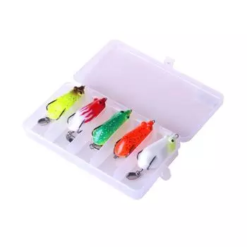 Приманки для ловли лягушки Topwater, приманки для ловли окуня с блестками, мягкие приманки для плавания с коробкой для снастей для окуня, мягкая лягушка с хвостом-ложкой