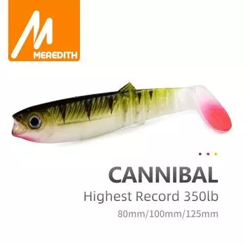 Приманки MEREDITH Cannibal 80 мм, 100 мм, 125 мм, искусственные мягкие рыболовные приманки, воблеры, мягкие приманки для рыбалки, силиконовые приманки Shad Worm Bass 125mm 3pcs