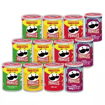 Pringles S-образная банка, набор из 4 видов, сметана, техасский стиль, барбекю, содержимое может меняться в зависимости от сезона. Kellogg s (Умасио, Лук, Привет! СЫР!, зелёный