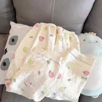 Print Rabbits Cute Kawaii Pajamas Sets for Women Autumn Soft Pijama Sets Sleepwear Long Sleeve Pant Set Female Pyjamas Home Suit L