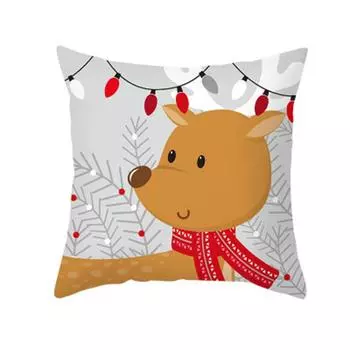 Printed Cover Merry Pattern 45*45cm Sofa Throw Pillowcase Home Decoration Pillow Cat Polyester 1PC Sofa Christmas Handmade